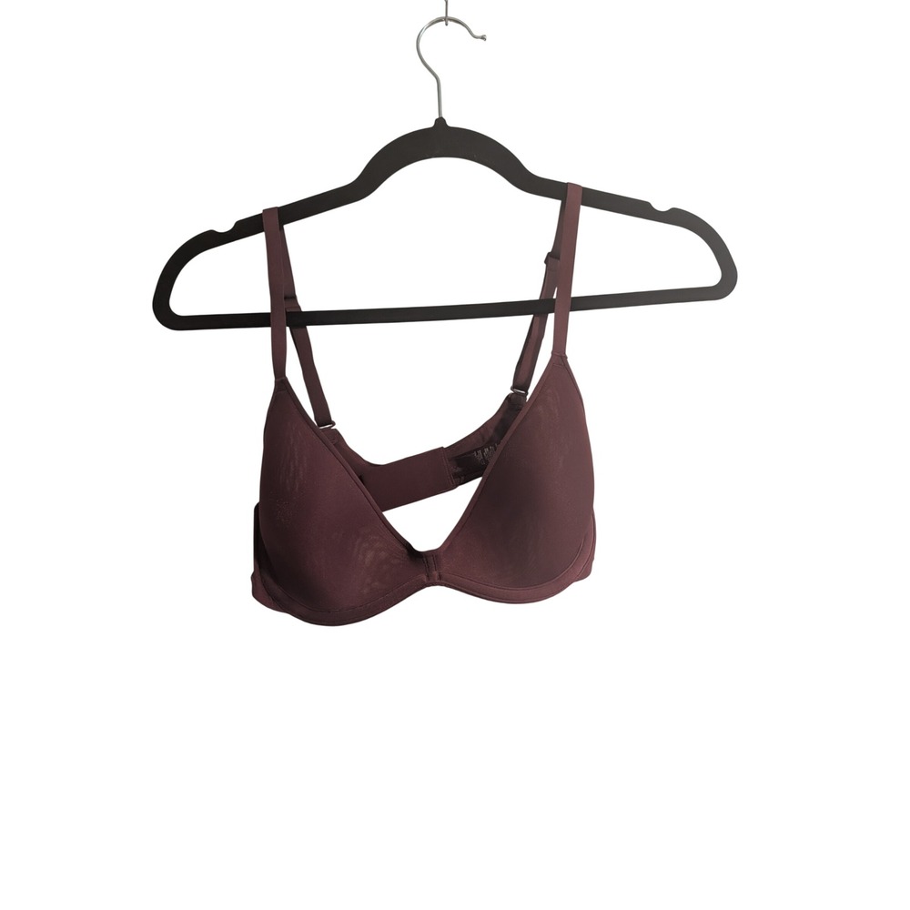 SKIMS Fits Everybody T-Shirt Bra Womens 34B Plum Burgundy Underwire